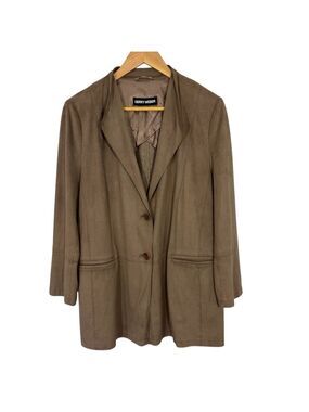 Gerry Weber Faux Suede Lightweight Jacket Sz 12 Tan Brown Classy Casual Coat